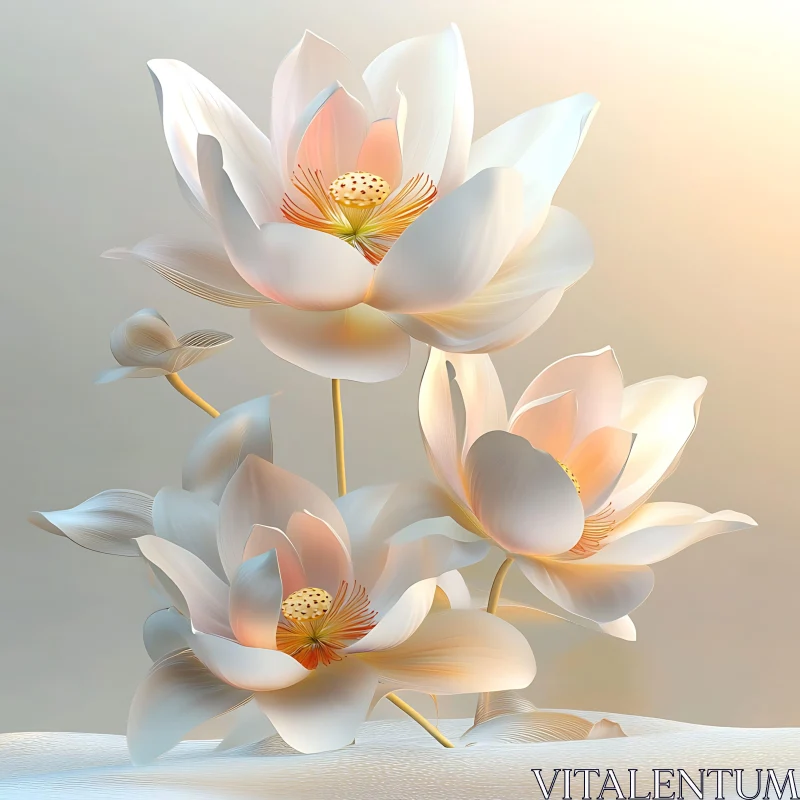 Elegant Digital Lotus Flower Art AI Image