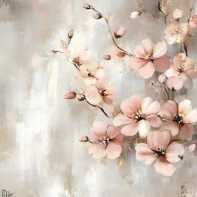 Soft Cherry Blossom Art on Light Background