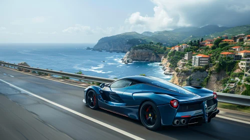 Luxury Sports Car on Scenic Cliffside Road