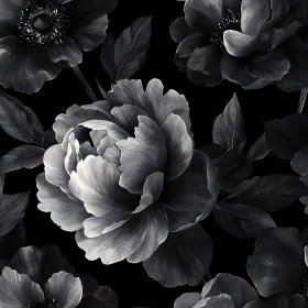 Detailed Floral Monochrome Illustration