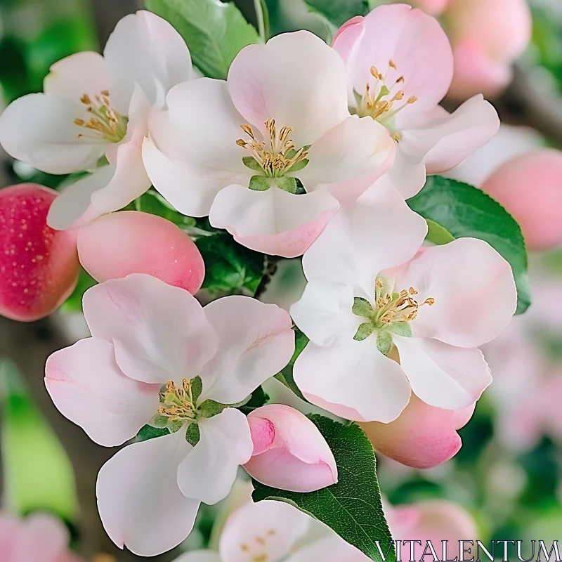 AI ART Close-Up of Spring Blossoms