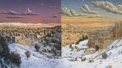 Ancient City Panorama: Twilight and Sunset