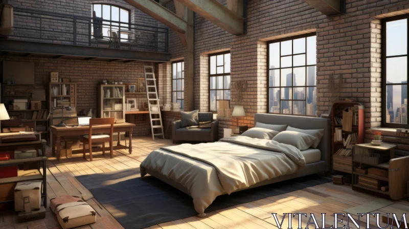 Captivating Industrial-Style Bedroom Design | Masonry Construction AI Image