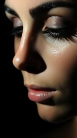 Close-Up Portrait of a Woman with Distinctive Noses and Realistic Lighting