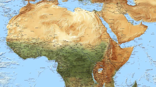 African and Arabian Topographical Map