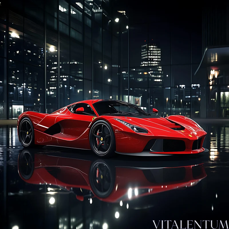 Luxury Supercar Amidst City Lights AI Image