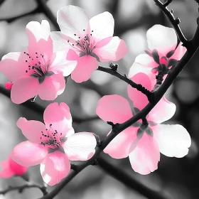 Close-up of Pink and White Cherry Blossom Blossoms