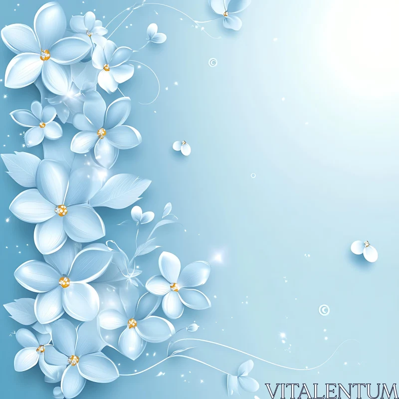 AI ART Tranquil Blue Floral Arrangement