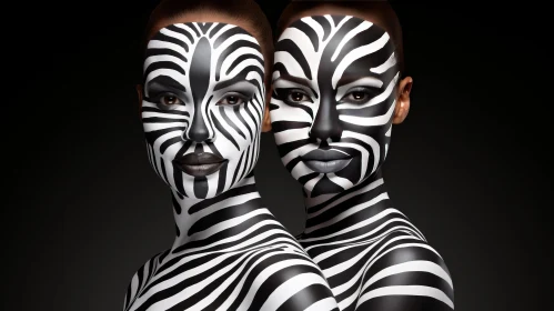 Intriguing Zebra Pattern Paintings on Dark Background