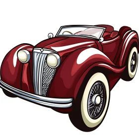 Retro Red Classic Car Drawing