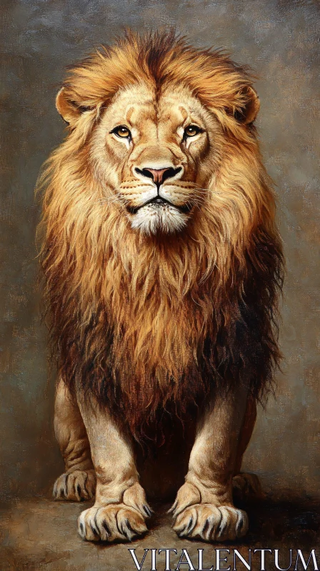 AI ART Regal Lion with Intense Gaze