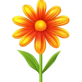 Vivid Orange and Yellow Petaled Flower Art