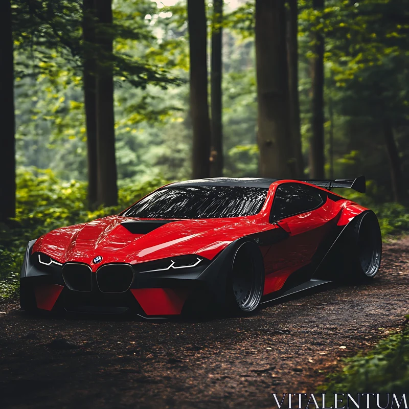 Luxury Sports Car Amidst Greenery AI Image