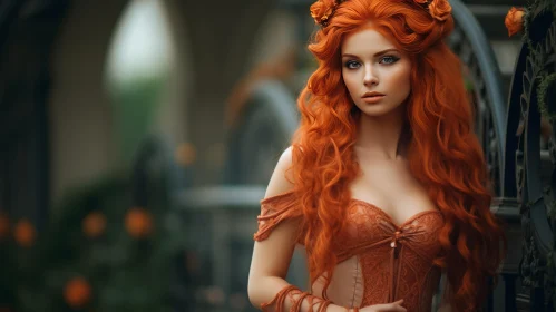 Beautiful Lady with Red Hair in Epic Fantasy Costume | Cinema4D