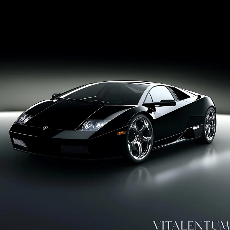 Luxury Black Sports Car in Studio AI Image