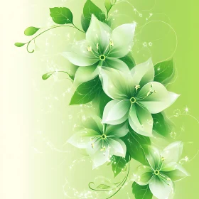 Luminous Green Floral Art