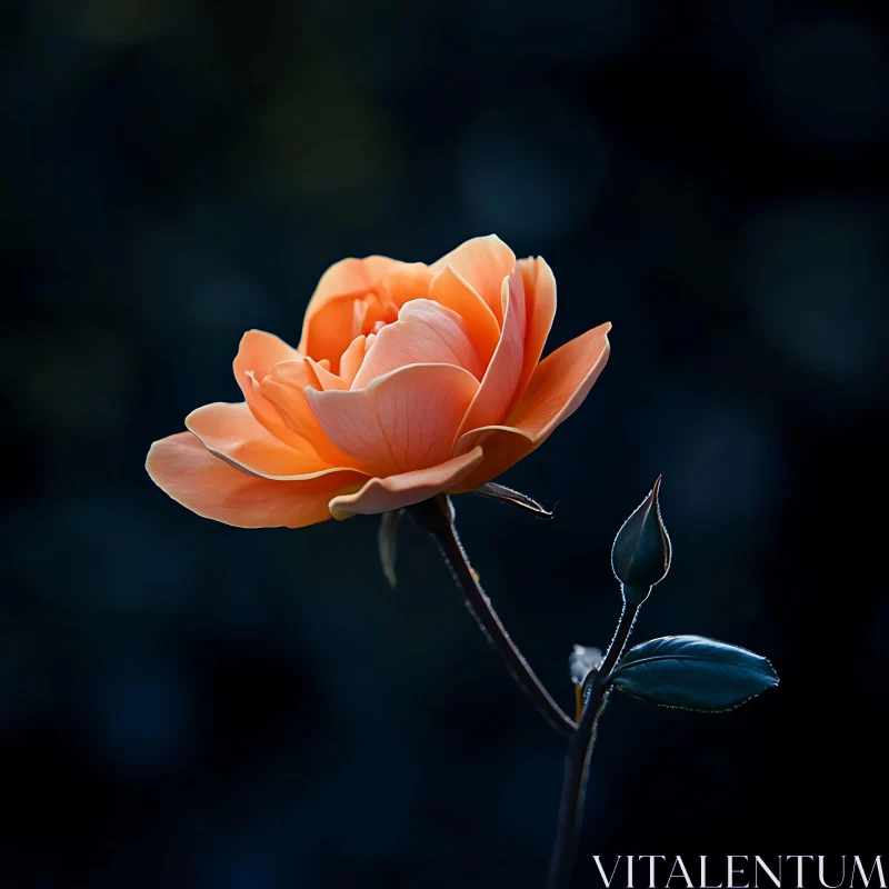 Graceful Peach Rose in Full Bloom AI Image