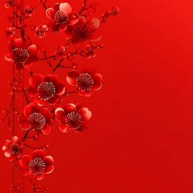 Artistic Blossom Display with Red Flowers