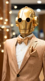 Golden Robot in a Suit: A Whimsical, Detail-Oriented Fiberpunk Masterpiece