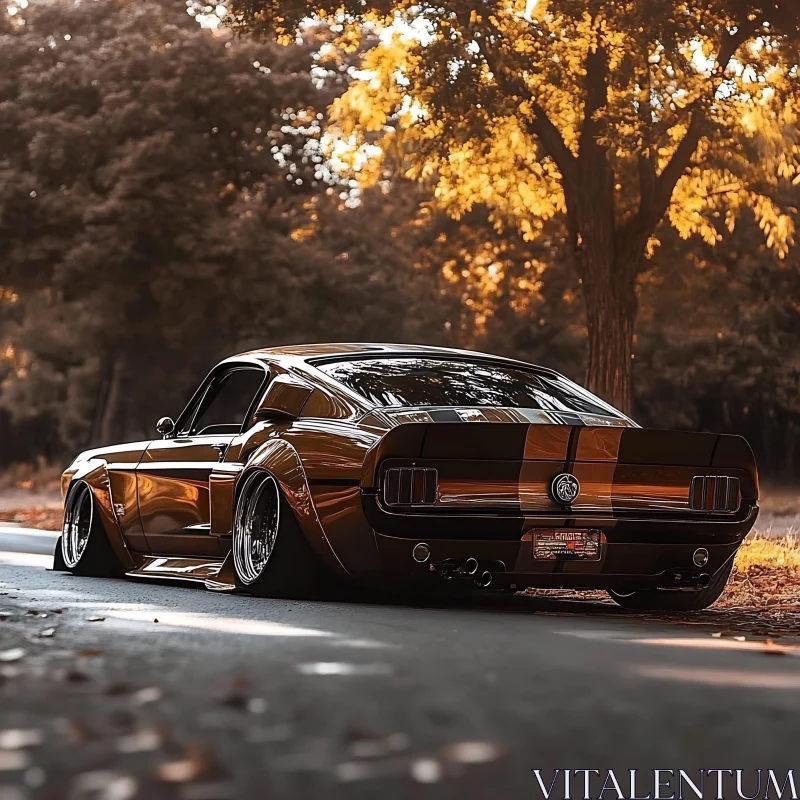 AI ART Vintage Mustang in Autumn