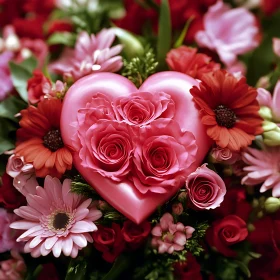 Romantic Flower Arrangement with Heart-Shaped Roses