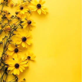 Radiant Yellow Daisies with Brown Centers on Yellow