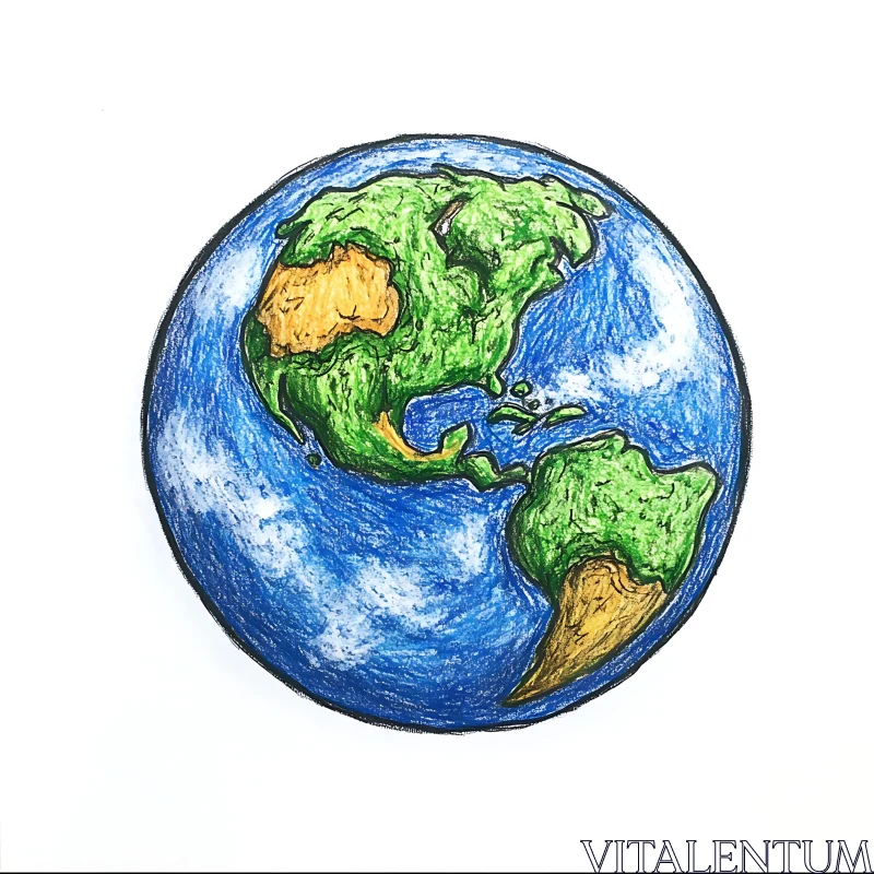 Artistic Globe Illustration with Detailed Continents AI Image