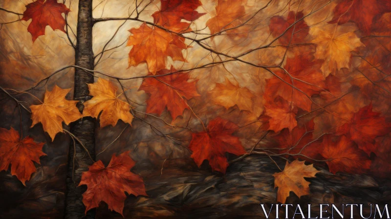 Autumn Maples - Contemporary Fresco Artwork AI Image