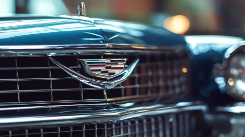 Classic Cadillac Front Grill Highlight with Iconic Emblem