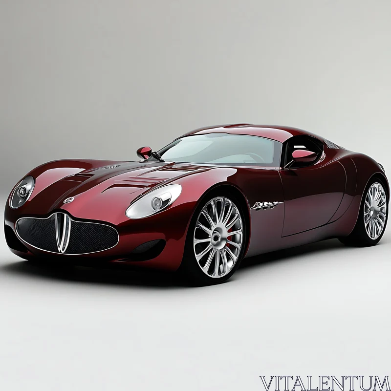 Glossy Red Sports Car with Modern Curves AI Image