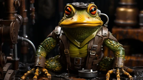 Steampunk Frog Figurine Close-up - An Adventurecore Aesthetic
