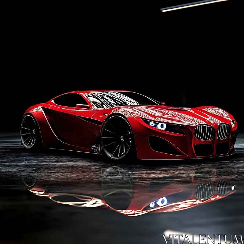 Elegant and Aerodynamic Red Sports Car AI Image