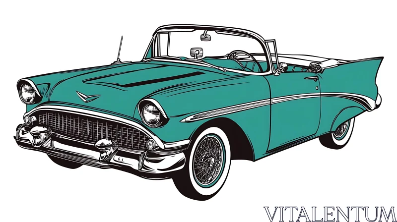 Vintage Convertible Car Art AI Image