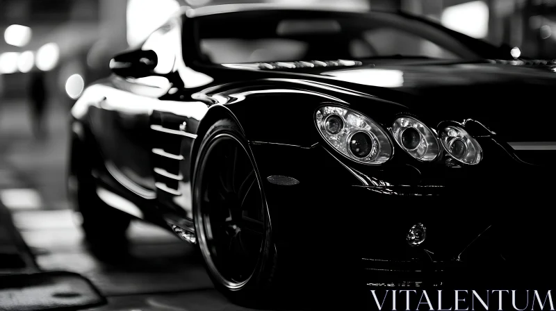 Black Luxury Sports Car with City Lights AI Image