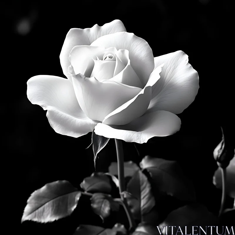 Elegant White Rose with Detailed Petals AI Image