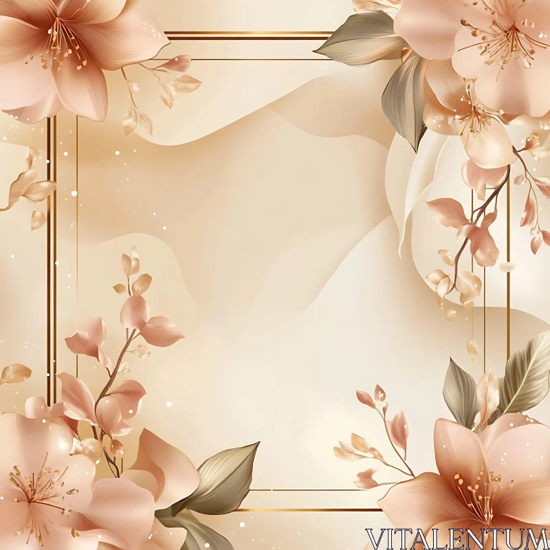 AI ART Delicate Blossom Arrangement on Beige Background