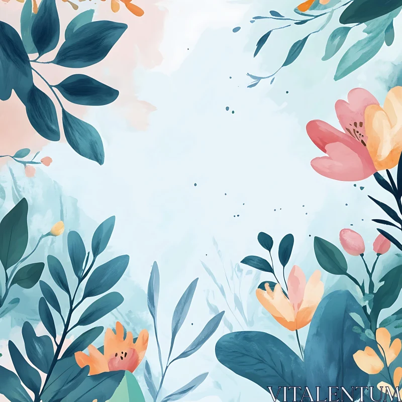 Botanical Watercolor Illustration AI Image