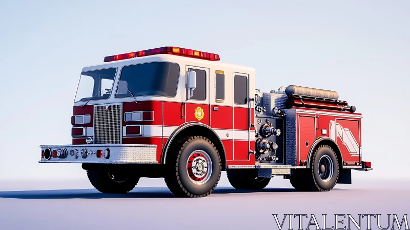 Red Fire Truck with Equipment AI Image