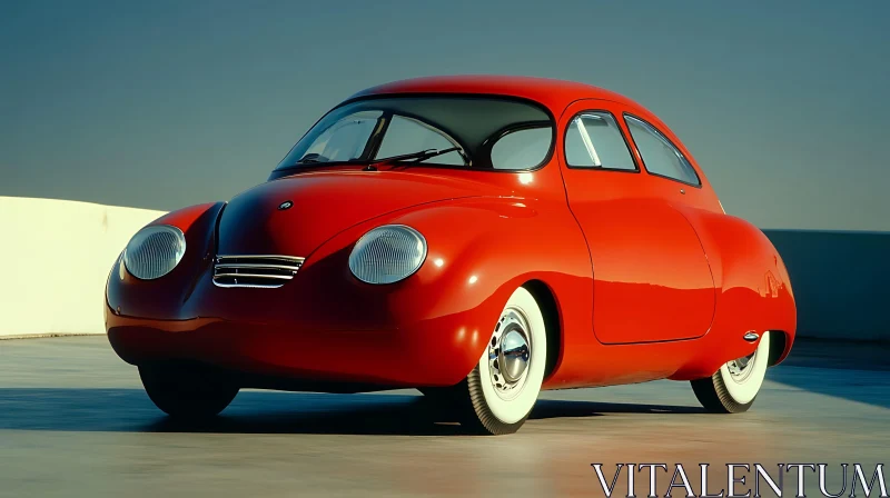 Classic Red Automobile with Chrome Detailing AI Image