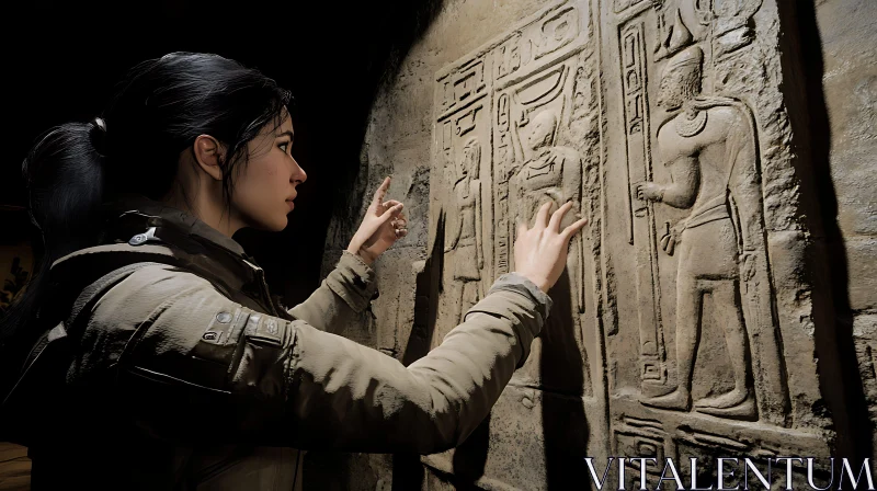 Archaeological Discovery of Carved Hieroglyphics AI Image