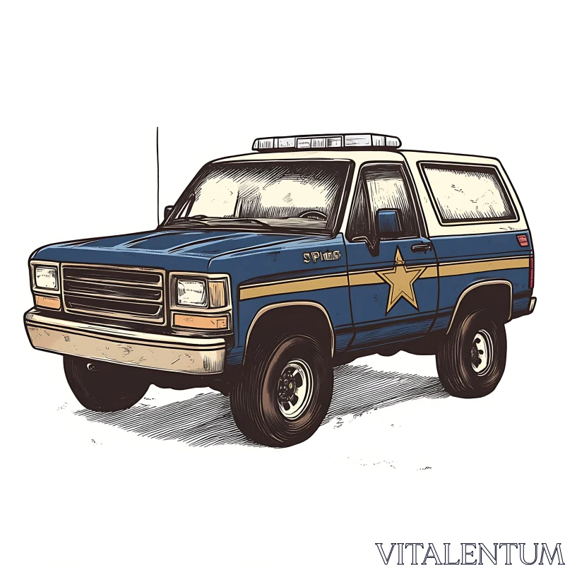 Detailed Sketch of a Classic Police SUV AI Image