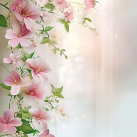 Delicate Pink Blossoms with Green Leaves