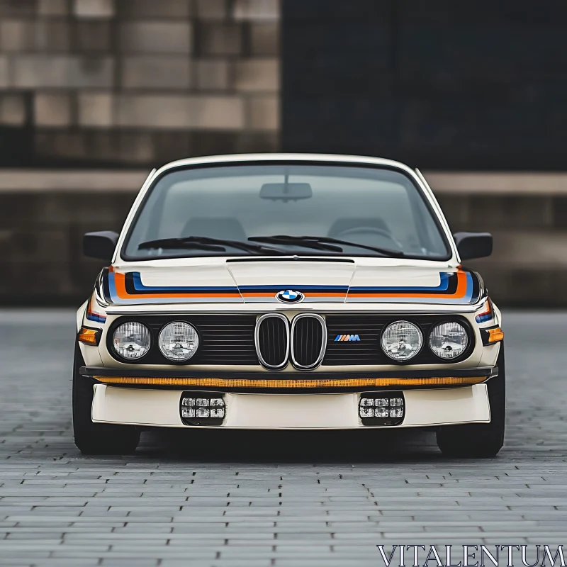 Vintage BMW 1970s With Bold Racing Stripes AI Image