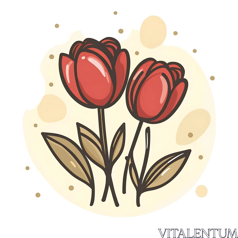 AI ART Red Tulips Abstract Illustration