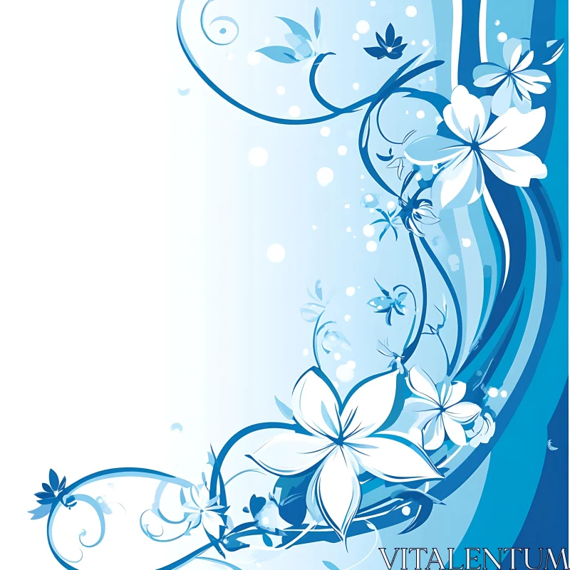 Stylized Blue Flower Design AI Image