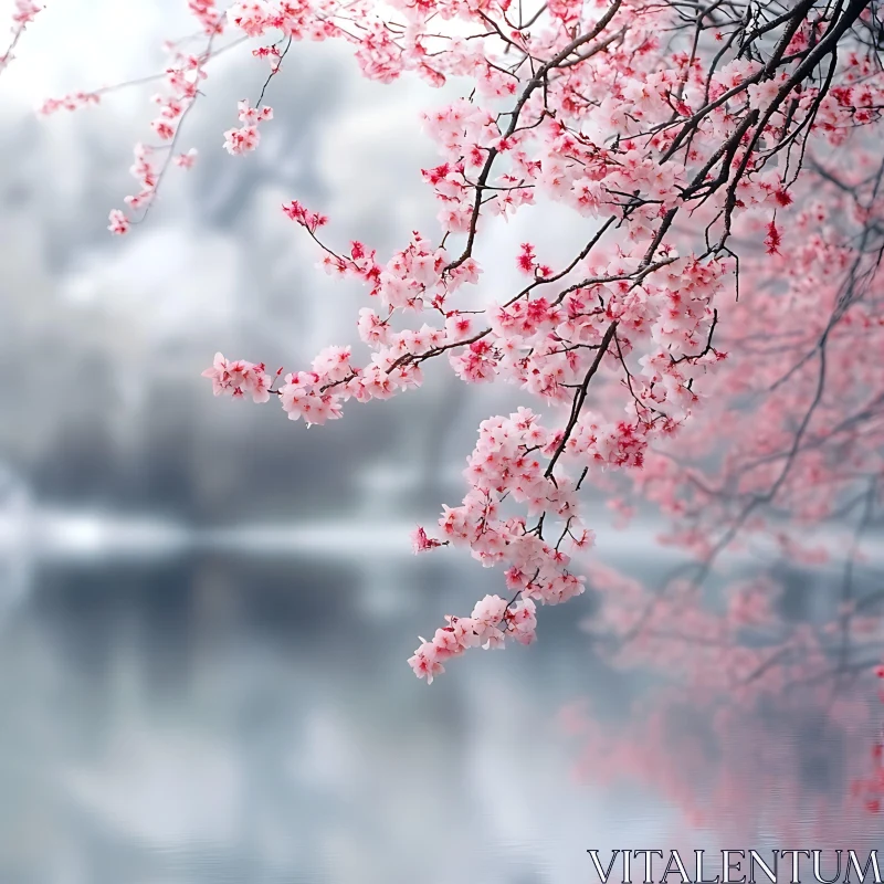 Serene Cherry Blossoms AI Image