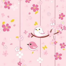 Springtime Birds Amidst Cherry Blossoms