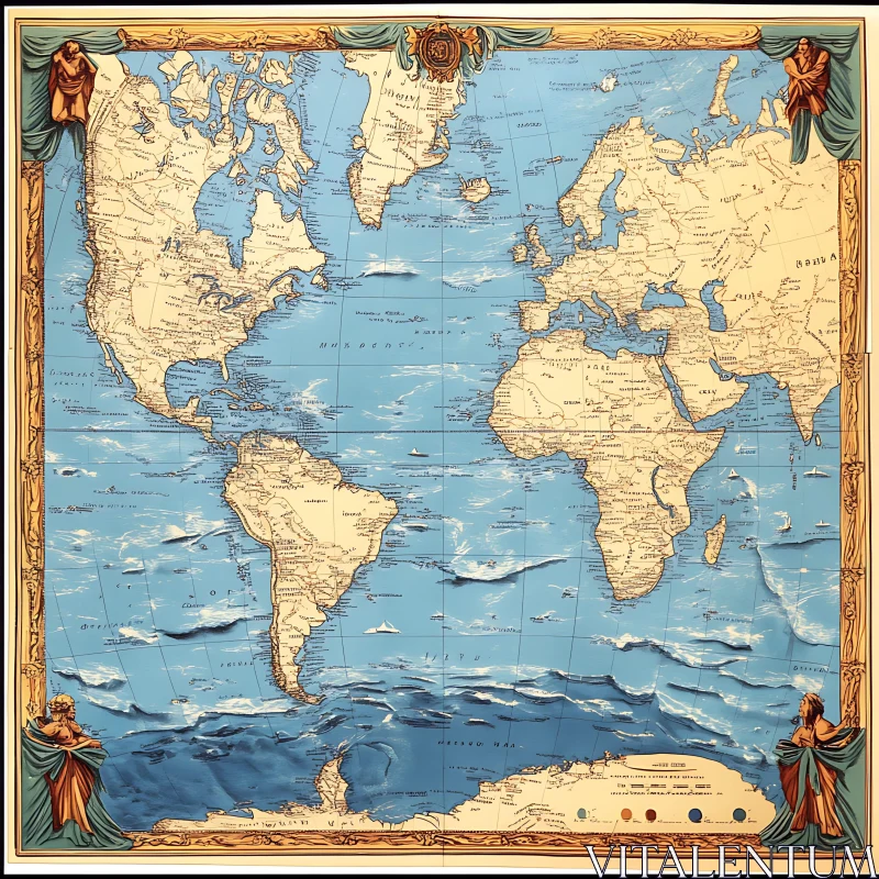 Vintage Map with Old-Fashioned Details AI Image