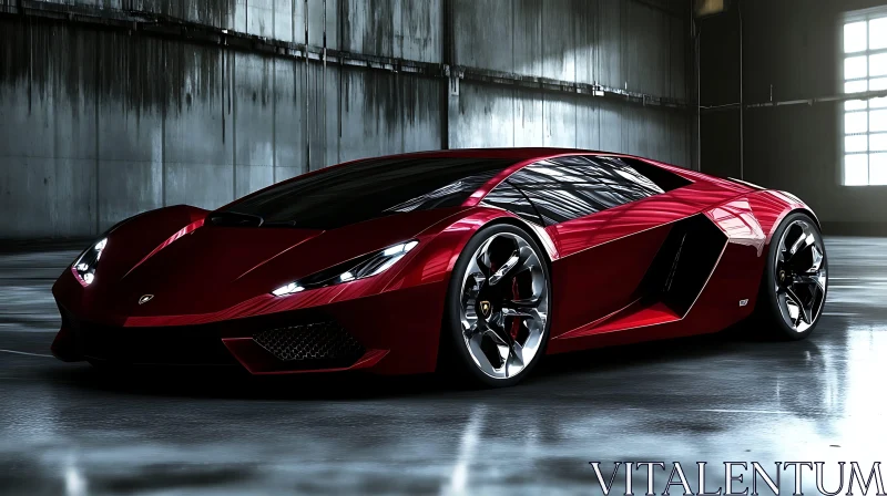 Luxurious Red Supercar AI Image