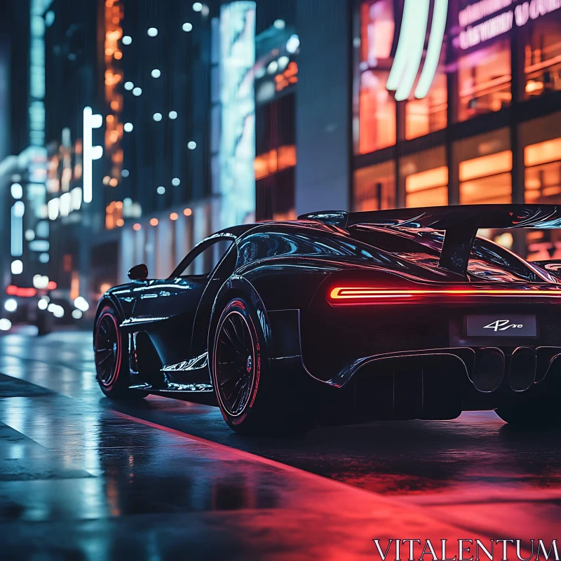 Futuristic Hypercar in Night City Lights AI Image